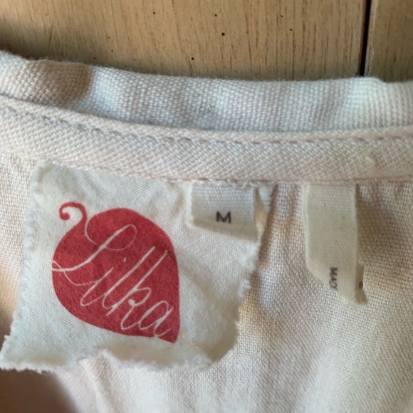 ANTHRO SWEET LINEN EMBROIDERED DRESS W POCKETS - Picture 6 of 8